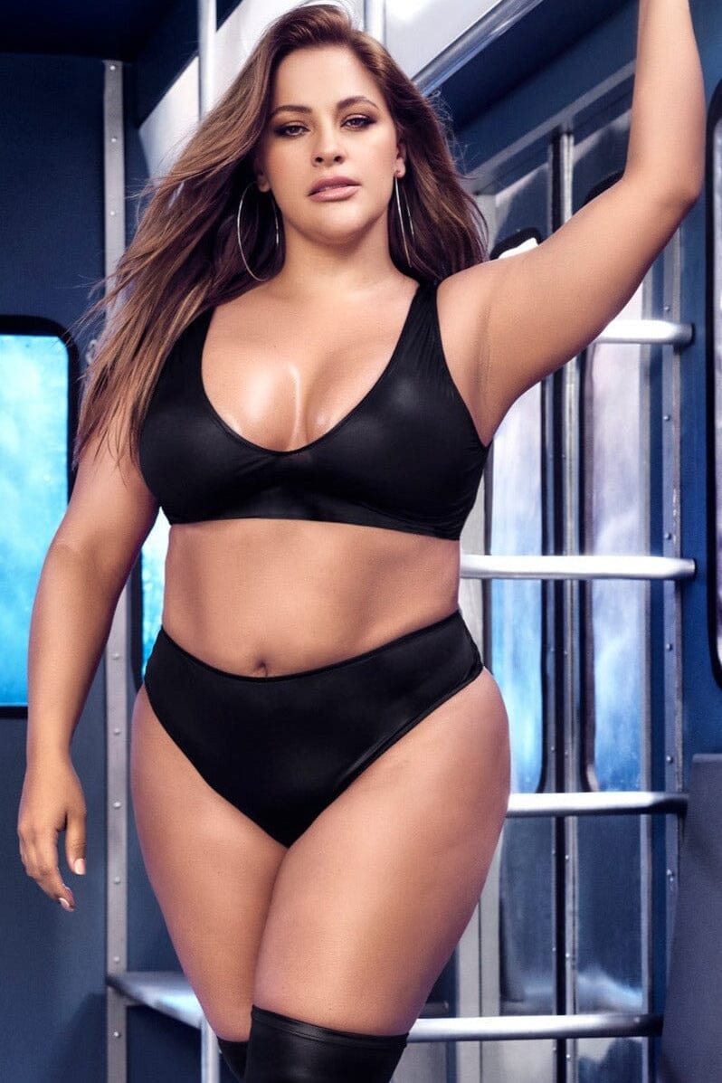 Sporty 2 Piece Crisscross Back Lingerie Set | Plus Size