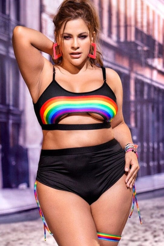  Open Cutout Underbust Boy Shorts Set | Plus Size