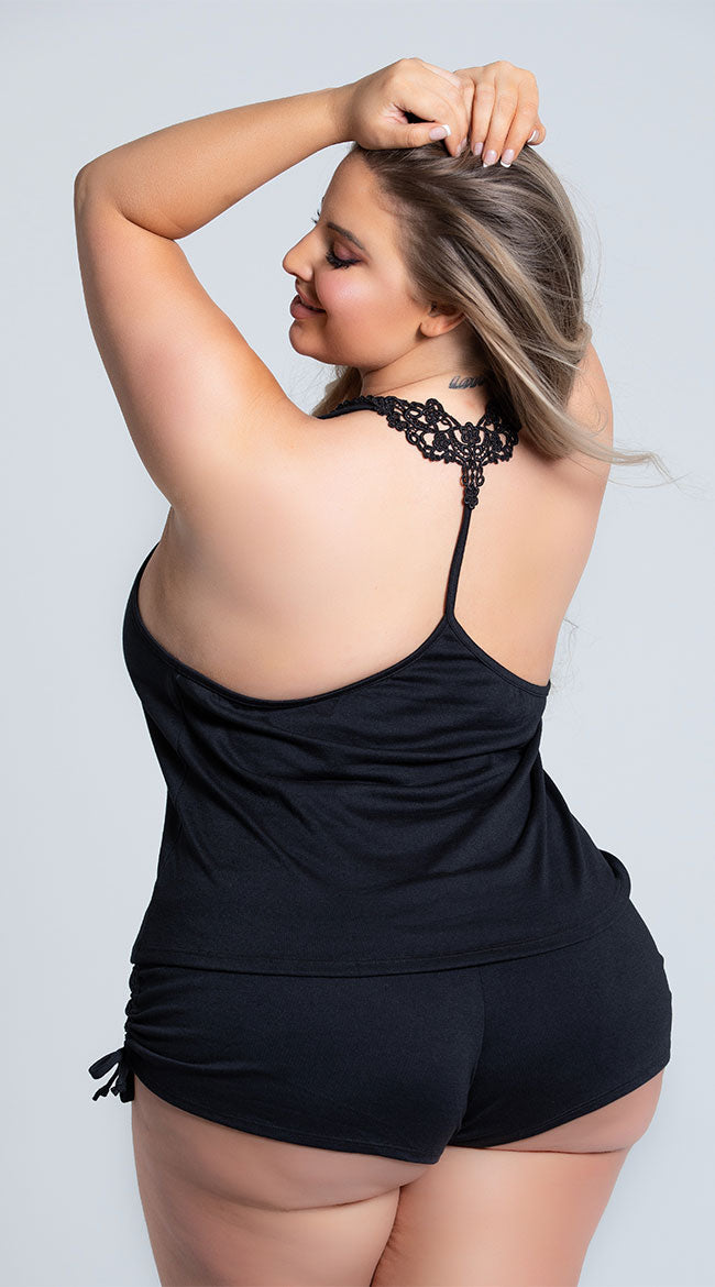  Plus Size Cut Corners Pajama Short Set