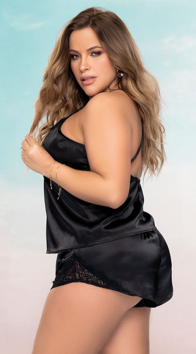 Plus Size Bedtime Hottie Satin Pajama Set