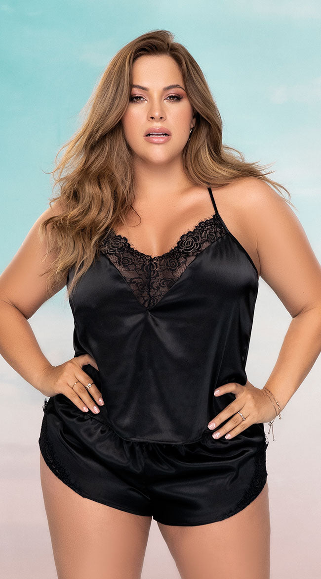  Plus Size Bedtime Hottie Satin Pajama Set
