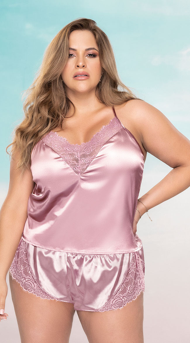  Plus Size Bedtime Hottie Satin Pajama Set