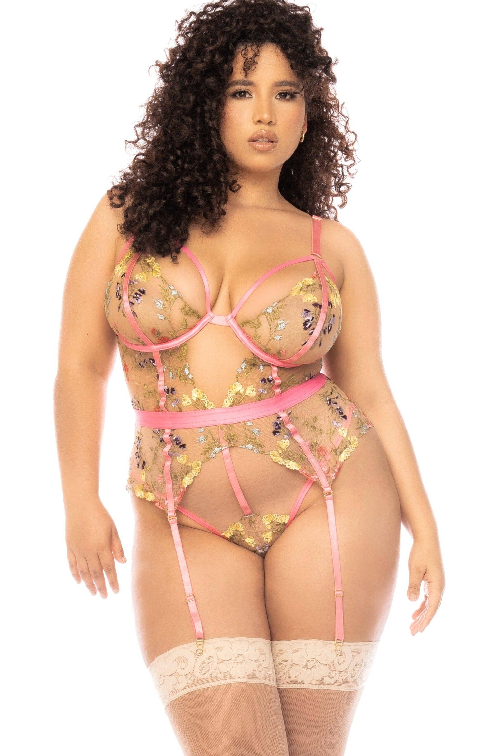  Rose Garden Embroidered Lace Bodysuit | Plus Size